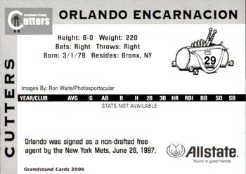 2006 Grandstand New Haven County Cutters #9 Orlando Encarnacion Back