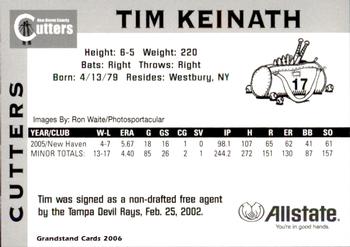 2006 Grandstand New Haven County Cutters #19 Tim Keinath Back