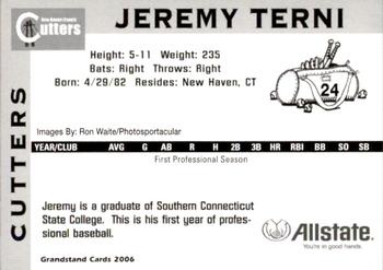 2006 Grandstand New Haven County Cutters #25 Jeremy Terni Back