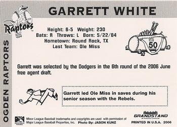 2006 Grandstand Ogden Raptors #NNO Garrett White Back