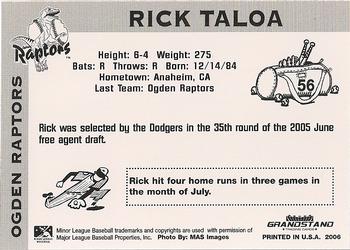 2006 Grandstand Ogden Raptors #NNO Rick Taloa Back