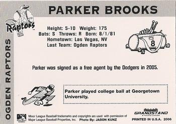 2006 Grandstand Ogden Raptors #NNO Parker Brooks Back