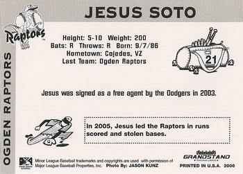 2006 Grandstand Ogden Raptors #NNO Jesus Soto Back