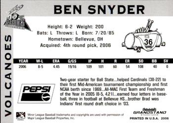 2006 Grandstand Salem-Keizer Volcanoes #6 Ben Snyder Back