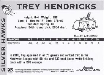 2006 Grandstand South Bend Silver Hawks #NNO Trey Hendricks Back