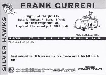 2006 Grandstand South Bend Silver Hawks #NNO Frank Curreri Back
