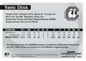 2006 Grandstand Southern League Top Prospects #NNO Travis Chick Back