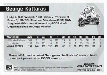 2006 Grandstand Southern League Top Prospects #NNO George Kottaras Back