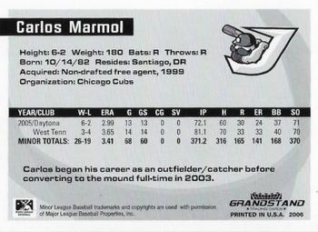 2006 Grandstand Southern League Top Prospects #NNO Carlos Marmol Back