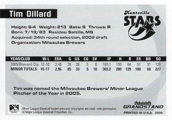 2006 Grandstand Southern League Top Prospects #NNO Tim Dillard Back