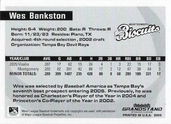2006 Grandstand Southern League Top Prospects #NNO Wes Bankston Back