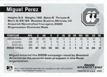 2006 Grandstand Southern League Top Prospects #NNO Miguel Perez Back