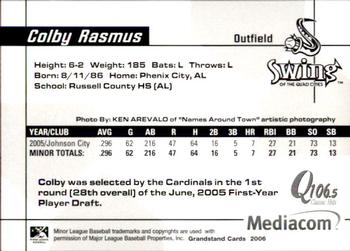 2006 Grandstand Swing of the Quad Cities #NNO Colby Rasmus Back