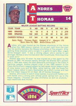 1986 Sportflics Rookies #14 Andres Thomas Back