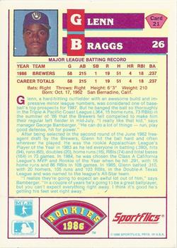 1986 Sportflics Rookies #21 Glenn Braggs Back