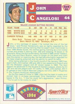 1986 Sportflics Rookies #31 John Cangelosi Back