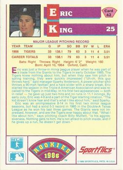 1986 Sportflics Rookies #42 Eric King Back