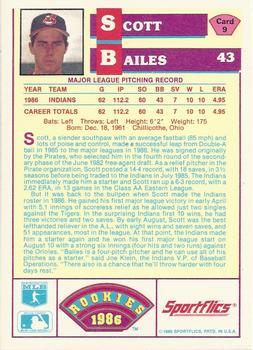 1986 Sportflics Rookies #9 Scott Bailes Back