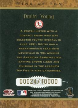 1997 Donruss - Rookie Diamond Kings Canvas #9 Dmitri Young Back