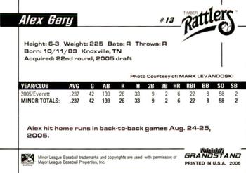 2006 Grandstand Wisconsin Timber Rattlers #10 Alex Gary Back