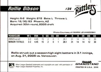 2006 Grandstand Wisconsin Timber Rattlers #11 Rollie Gibson Back