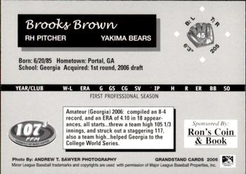2006 Grandstand Yakima Bears #1 Brooks Brown Back