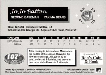 2006 Grandstand Yakima Bears #7 Jo Jo Batten Back