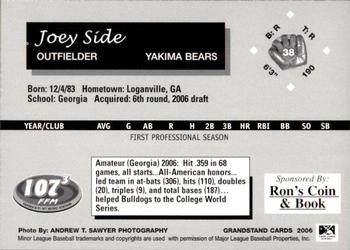 2006 Grandstand Yakima Bears #12 Joey Side Back