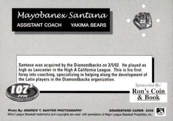 2006 Grandstand Yakima Bears #16 Mayobanex Santana Back