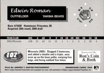 2006 Grandstand Yakima Bears #25 Edwin Roman Back