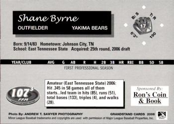 2006 Grandstand Yakima Bears #26 Shane Byrne Back