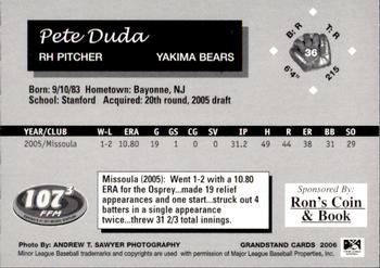 2006 Grandstand Yakima Bears #33 Pete Duda Back