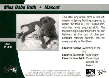 2006 MultiAd Greensboro Grasshoppers #35 Miss Babe Ruth Back