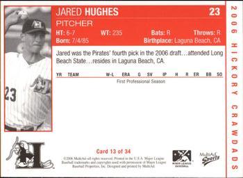 2006 MultiAd Hickory Crawdads #13a Jared Hughes Back
