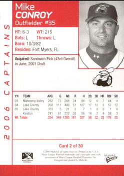 2006 MultiAd Lake County Captains #2 Mike Conroy Back