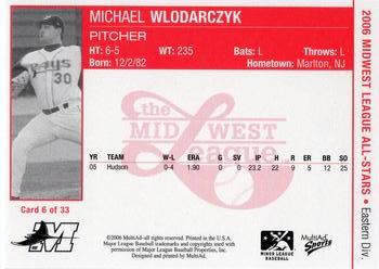 2006 MultiAd Midwest League All-Stars Eastern Division #6 Michael Wlodarczyk Back
