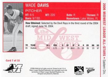 2006 MultiAd Midwest League All-Stars Eastern Division #7 Wade Davis Back
