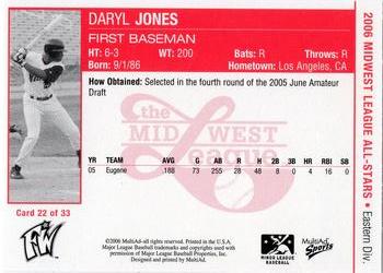 2006 MultiAd Midwest League All-Stars Eastern Division #22 Daryl Jones Back