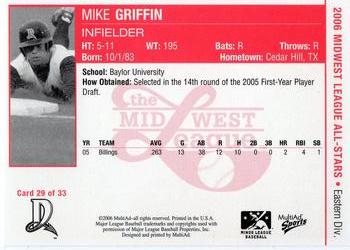 2006 MultiAd Midwest League All-Stars Eastern Division #29 Mike Griffin Back