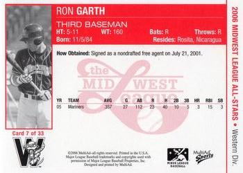 2006 MultiAd Midwest League All-Stars Western Division #7 Ron Garth Back