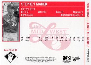 2006 MultiAd Midwest League All-Stars Western Division #19 Stephen Marek Back