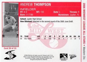 2006 MultiAd Midwest League All-Stars Western Division #29 Andrew Thompson Back