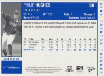 2006 MultiAd Trenton Thunder #11 Philip Hughes Back