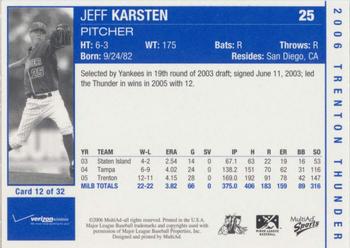 2006 MultiAd Trenton Thunder #12 Jeff Karstens Back