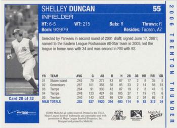 2006 MultiAd Trenton Thunder #20 Shelley Duncan Back