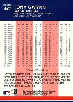 1997 Fleer - Decade of Excellence Rare Traditions #4 Tony Gwynn Back