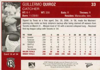 2007 MultiAd Oklahoma RedHawks #14 Guillermo Quiroz Back