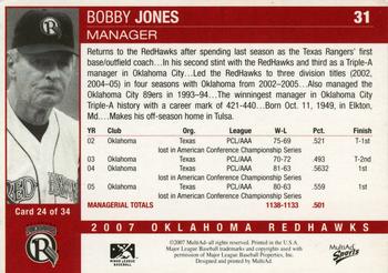 2007 MultiAd Oklahoma RedHawks #24 Bobby Jones Back