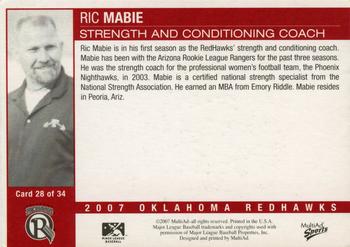2007 MultiAd Oklahoma RedHawks #28 Ric Mabie Back