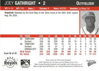 2007 MultiAd Omaha Royals #16 Joey Gathright Back